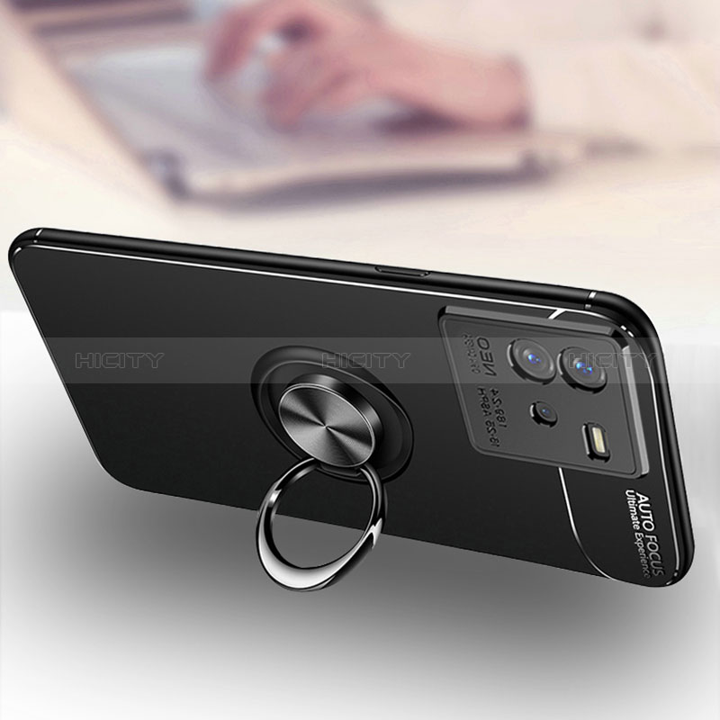 Silikon Hülle Handyhülle Ultra Dünn Schutzhülle Tasche Flexible mit Magnetisch Fingerring Ständer SD3 für Vivo iQOO Neo6 5G