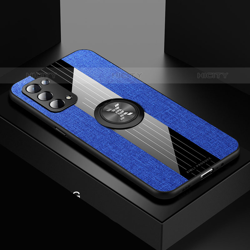 Silikon Hülle Handyhülle Ultra Dünn Schutzhülle Tasche Flexible mit Magnetisch Fingerring Ständer X01L für OnePlus Nord N200 5G Blau