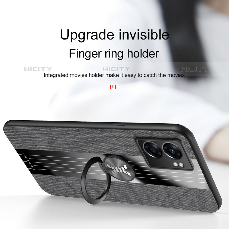 Silikon Hülle Handyhülle Ultra Dünn Schutzhülle Tasche Flexible mit Magnetisch Fingerring Ständer X01L für OnePlus Nord N300 5G