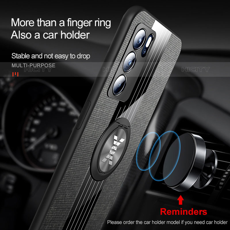Silikon Hülle Handyhülle Ultra Dünn Schutzhülle Tasche Flexible mit Magnetisch Fingerring Ständer X01L für Oppo Reno6 Pro 5G India