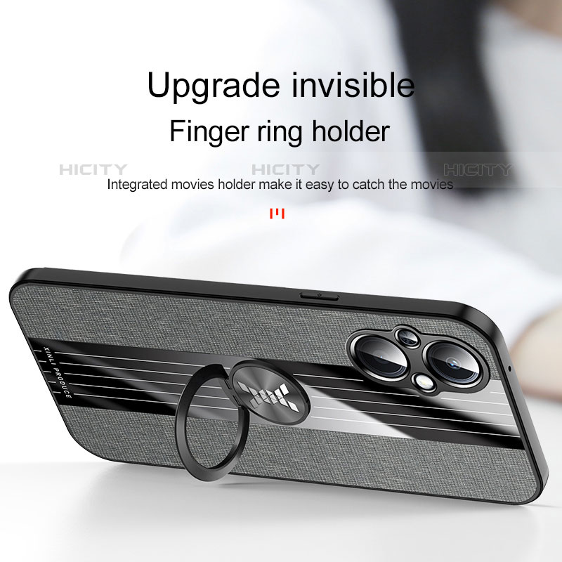 Silikon Hülle Handyhülle Ultra Dünn Schutzhülle Tasche Flexible mit Magnetisch Fingerring Ständer X01L für Oppo Reno7 Lite 5G groß
