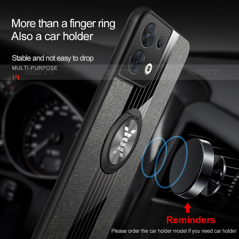 Silikon Hülle Handyhülle Ultra Dünn Schutzhülle Tasche Flexible mit Magnetisch Fingerring Ständer X01L für Oppo Reno8 Pro+ Plus 5G