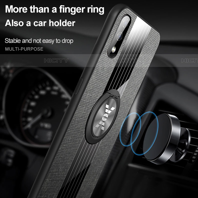 Silikon Hülle Handyhülle Ultra Dünn Schutzhülle Tasche Flexible mit Magnetisch Fingerring Ständer X01L für Samsung Galaxy A01 SM-A015