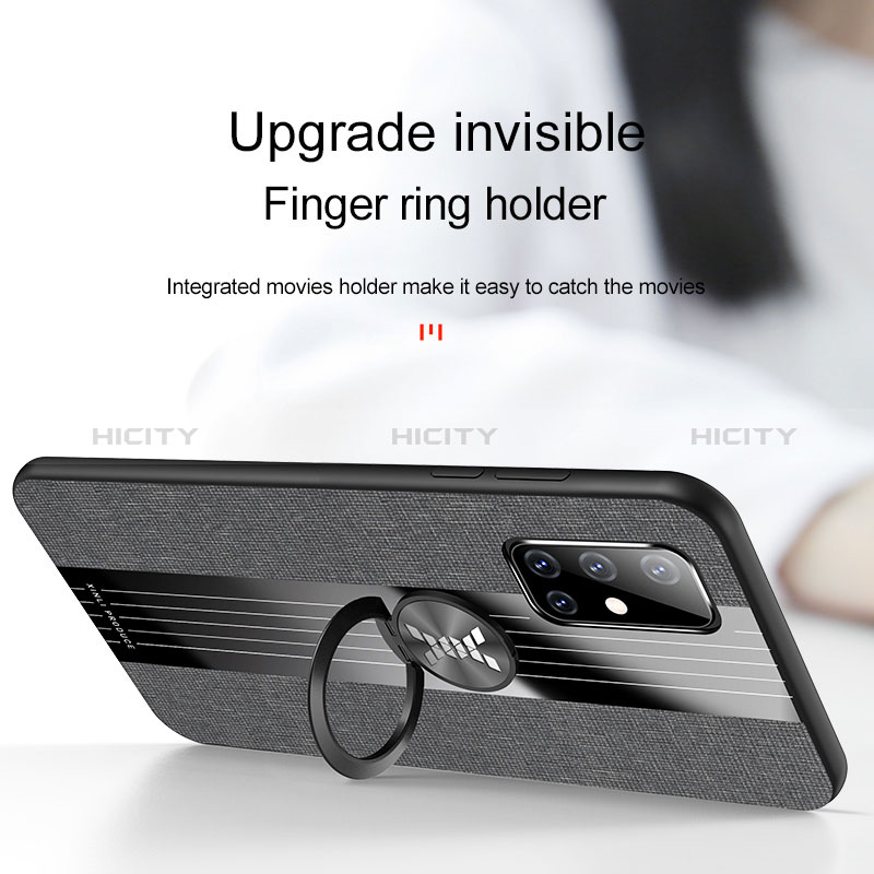 Silikon Hülle Handyhülle Ultra Dünn Schutzhülle Tasche Flexible mit Magnetisch Fingerring Ständer X01L für Samsung Galaxy A51 4G groß