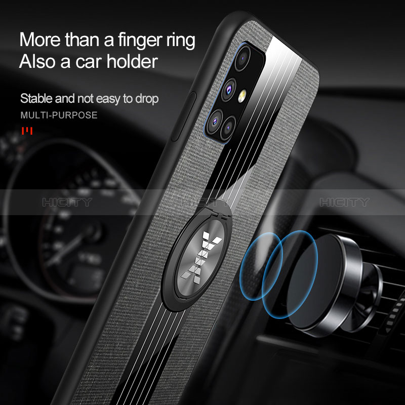 Silikon Hülle Handyhülle Ultra Dünn Schutzhülle Tasche Flexible mit Magnetisch Fingerring Ständer X01L für Samsung Galaxy M51