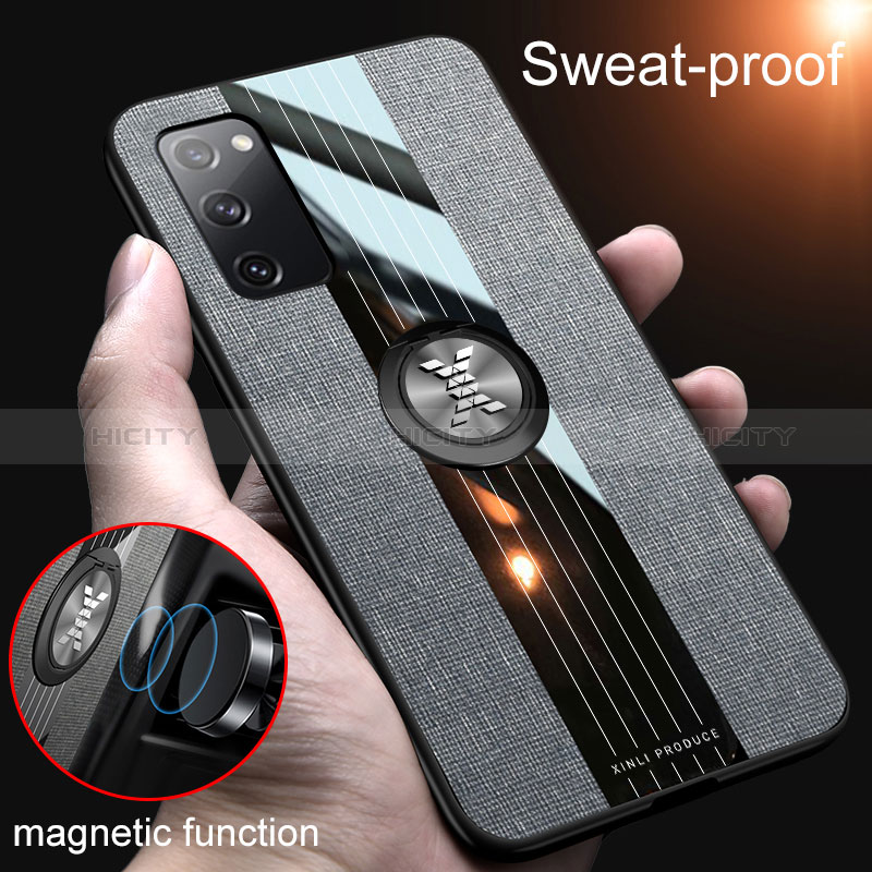 Silikon Hülle Handyhülle Ultra Dünn Schutzhülle Tasche Flexible mit Magnetisch Fingerring Ständer X01L für Samsung Galaxy S20 FE 5G groß