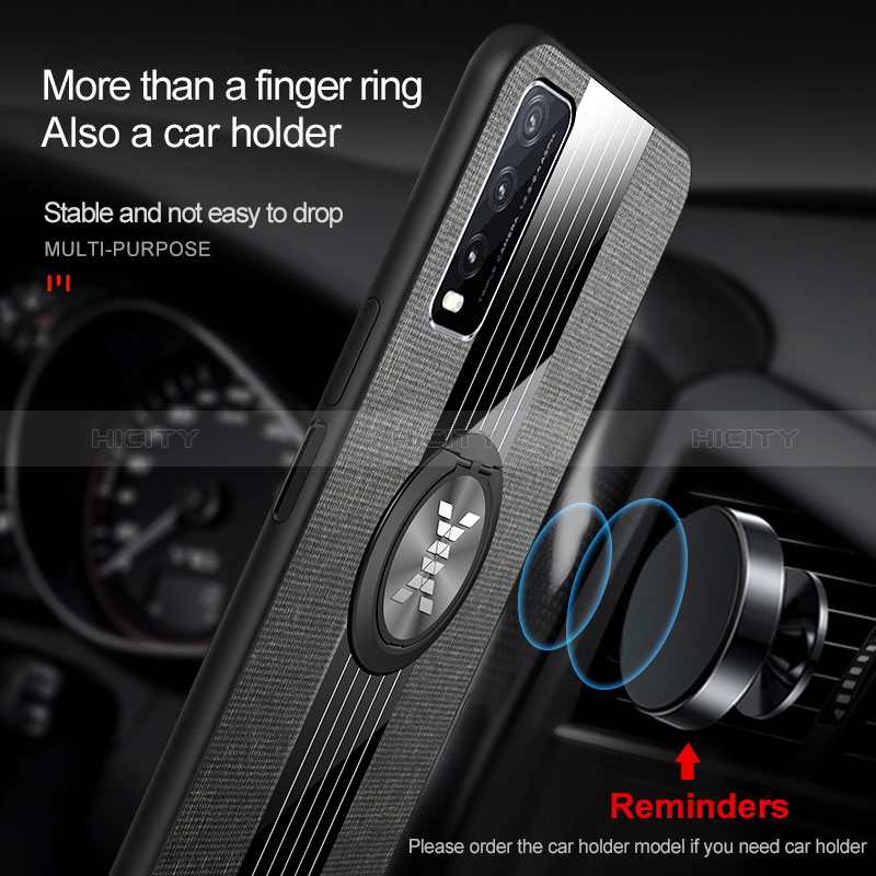 Silikon Hülle Handyhülle Ultra Dünn Schutzhülle Tasche Flexible mit Magnetisch Fingerring Ständer X01L für Vivo Y20 groß