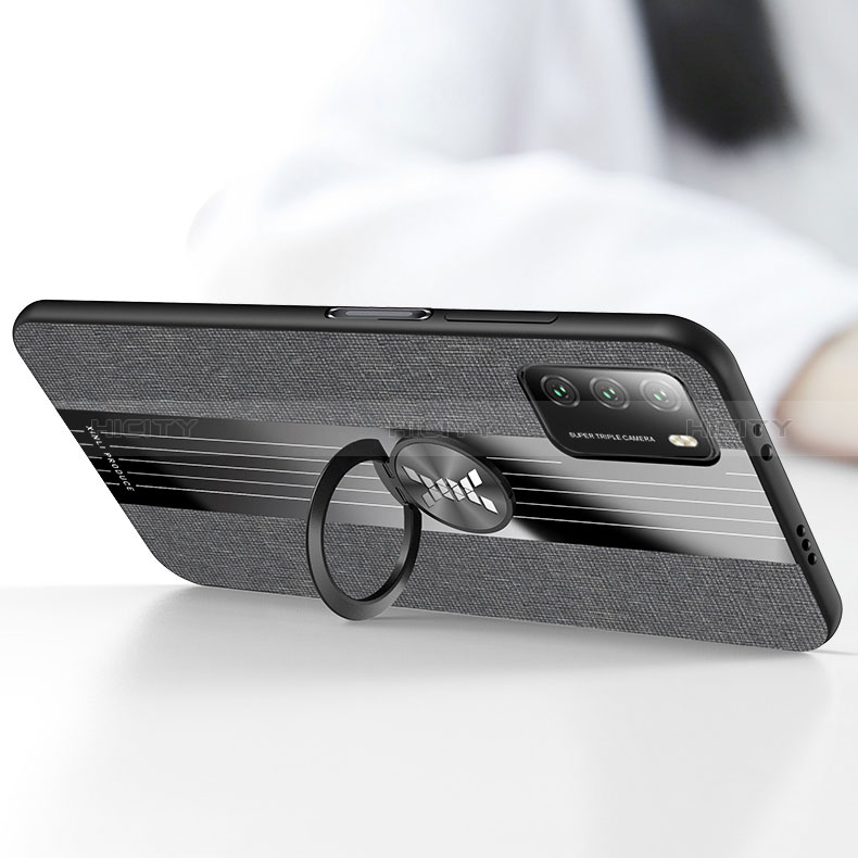 Silikon Hülle Handyhülle Ultra Dünn Schutzhülle Tasche Flexible mit Magnetisch Fingerring Ständer X01L für Xiaomi Poco M3