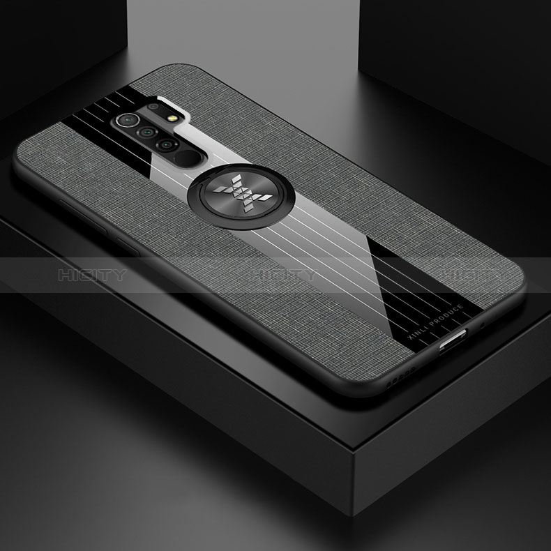 Silikon Hülle Handyhülle Ultra Dünn Schutzhülle Tasche Flexible mit Magnetisch Fingerring Ständer X01L für Xiaomi Redmi 9 groß