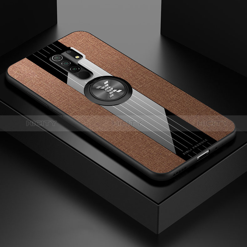 Silikon Hülle Handyhülle Ultra Dünn Schutzhülle Tasche Flexible mit Magnetisch Fingerring Ständer X01L für Xiaomi Redmi 9 groß