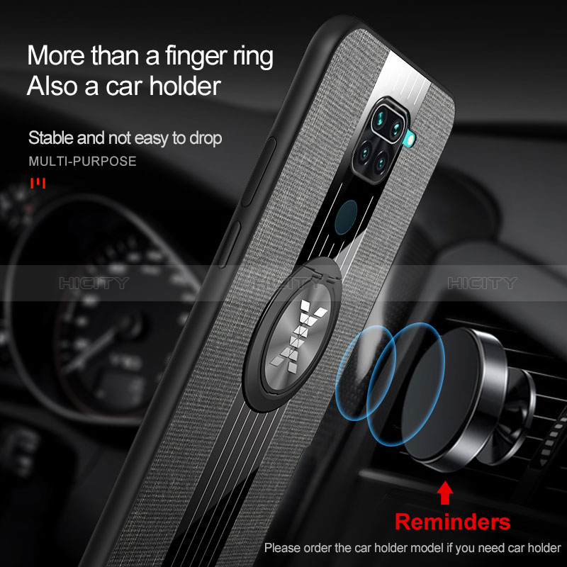 Silikon Hülle Handyhülle Ultra Dünn Schutzhülle Tasche Flexible mit Magnetisch Fingerring Ständer X01L für Xiaomi Redmi Note 9