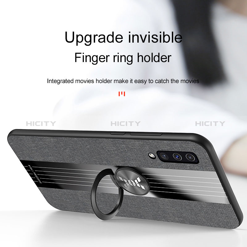 Silikon Hülle Handyhülle Ultra Dünn Schutzhülle Tasche Flexible mit Magnetisch Fingerring Ständer X02L für Samsung Galaxy A50S