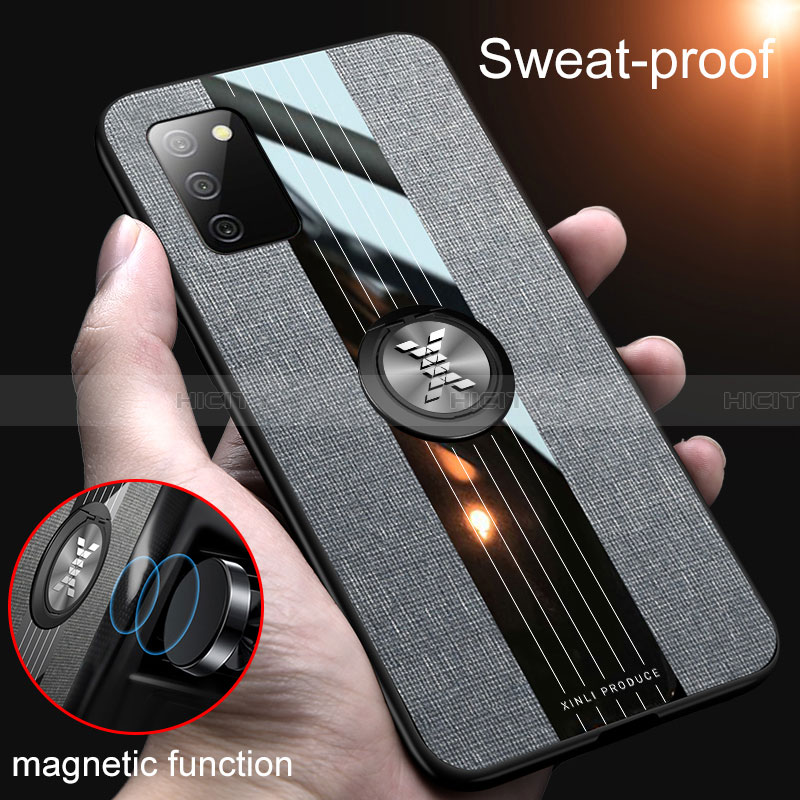 Silikon Hülle Handyhülle Ultra Dünn Schutzhülle Tasche Flexible mit Magnetisch Fingerring Ständer X02L für Samsung Galaxy F02S SM-E025F
