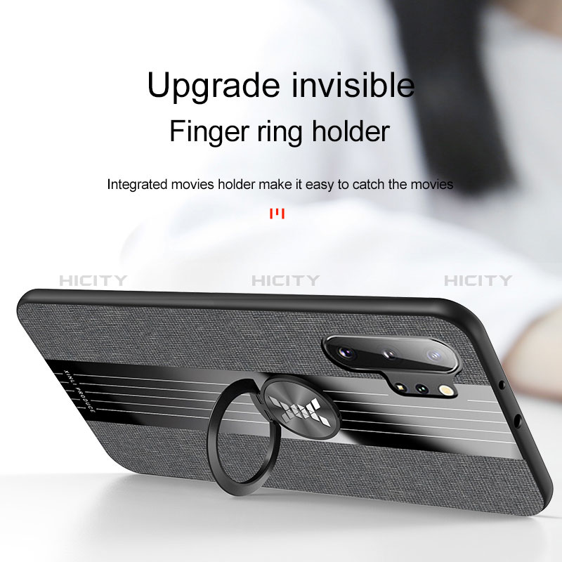 Silikon Hülle Handyhülle Ultra Dünn Schutzhülle Tasche Flexible mit Magnetisch Fingerring Ständer X02L für Samsung Galaxy Note 10 Plus 5G
