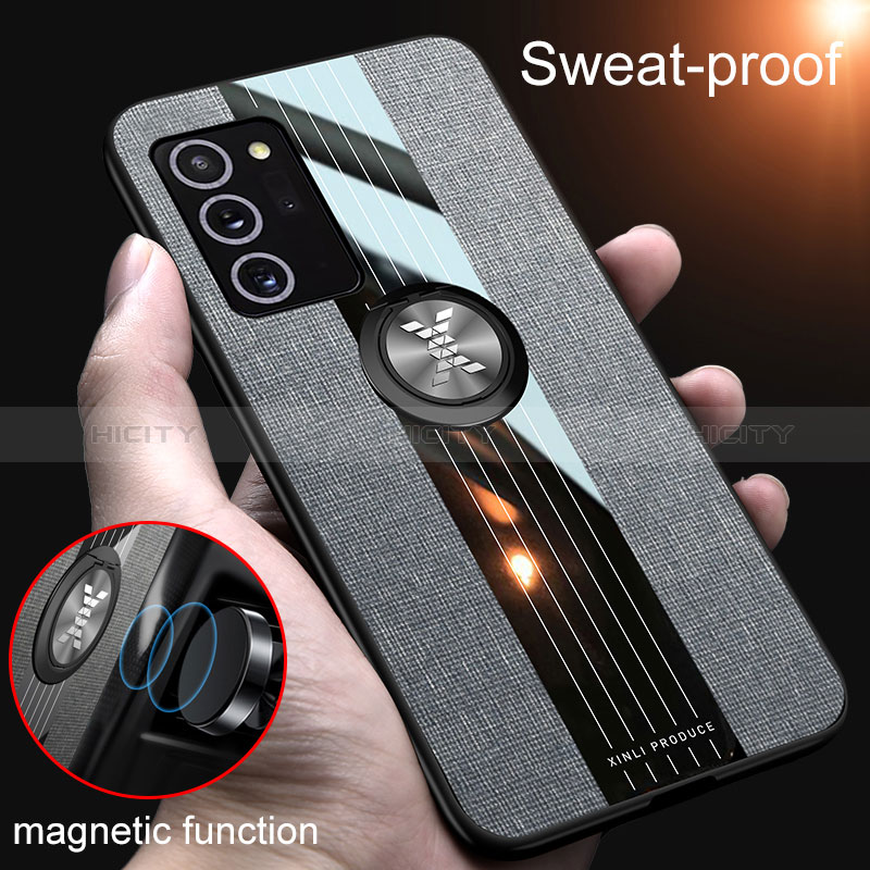 Silikon Hülle Handyhülle Ultra Dünn Schutzhülle Tasche Flexible mit Magnetisch Fingerring Ständer X02L für Samsung Galaxy Note 20 5G groß