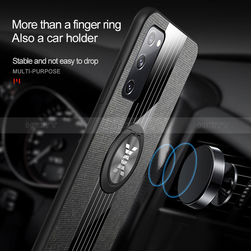 Silikon Hülle Handyhülle Ultra Dünn Schutzhülle Tasche Flexible mit Magnetisch Fingerring Ständer X02L für Samsung Galaxy S20 Lite 5G groß