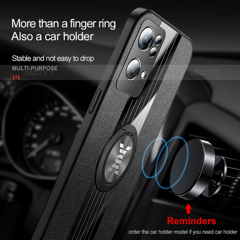 Silikon Hülle Handyhülle Ultra Dünn Schutzhülle Tasche Flexible mit Magnetisch Fingerring Ständer X03L für Oppo Reno7 Pro 5G