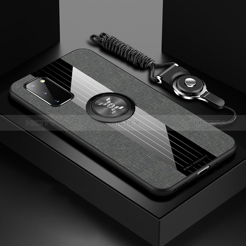 Silikon Hülle Handyhülle Ultra Dünn Schutzhülle Tasche Flexible mit Magnetisch Fingerring Ständer X03L für Samsung Galaxy S20 5G Grau