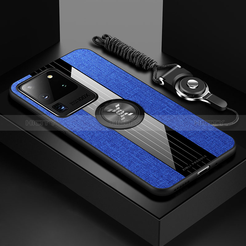 Silikon Hülle Handyhülle Ultra Dünn Schutzhülle Tasche Flexible mit Magnetisch Fingerring Ständer X03L für Samsung Galaxy S20 Ultra