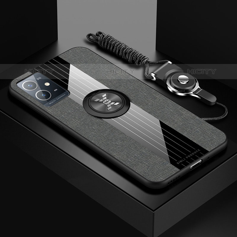 Silikon Hülle Handyhülle Ultra Dünn Schutzhülle Tasche Flexible mit Magnetisch Fingerring Ständer X03L für Vivo iQOO Z6 5G