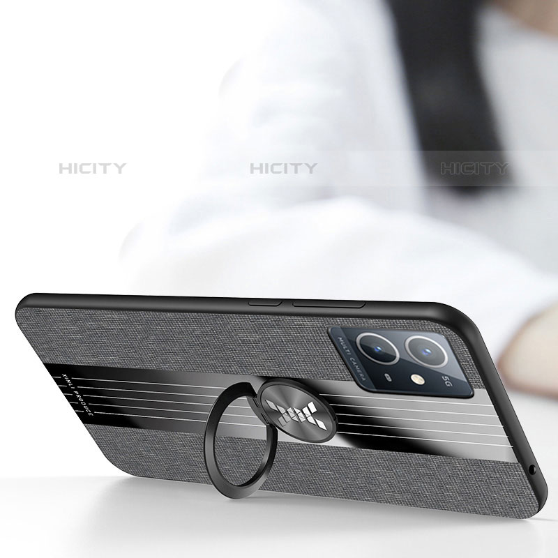 Silikon Hülle Handyhülle Ultra Dünn Schutzhülle Tasche Flexible mit Magnetisch Fingerring Ständer X03L für Vivo iQOO Z6 5G