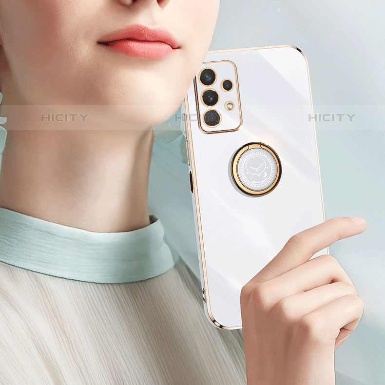 Silikon Hülle Handyhülle Ultra Dünn Schutzhülle Tasche Flexible mit Magnetisch Fingerring Ständer XL1 für Samsung Galaxy M32 5G groß