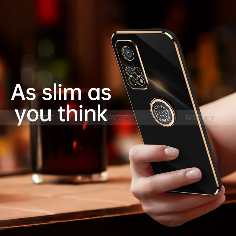 Silikon Hülle Handyhülle Ultra Dünn Schutzhülle Tasche Flexible mit Magnetisch Fingerring Ständer XL1 für Xiaomi Mi 10T 5G