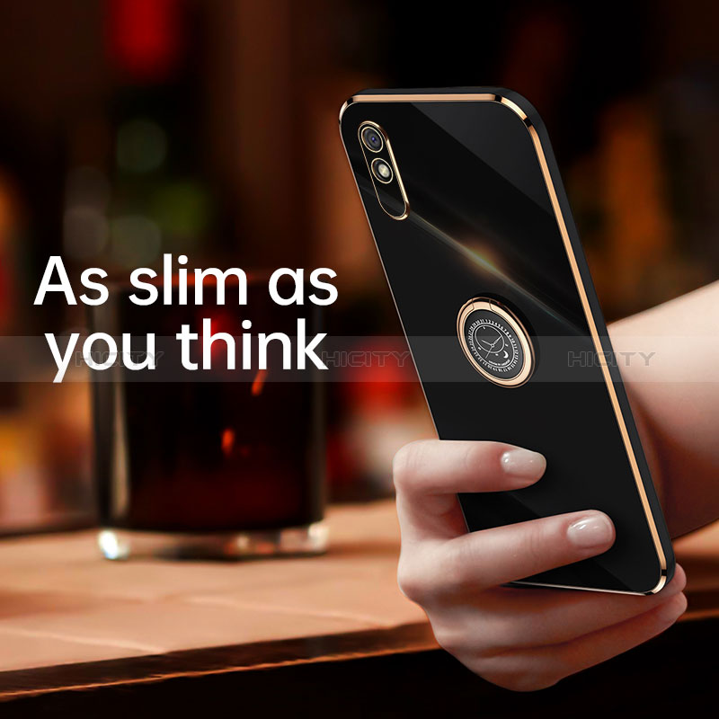 Silikon Hülle Handyhülle Ultra Dünn Schutzhülle Tasche Flexible mit Magnetisch Fingerring Ständer XL1 für Xiaomi Redmi 9AT groß