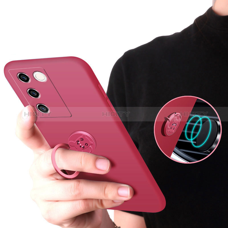 Silikon Hülle Handyhülle Ultra Dünn Schutzhülle Tasche Flexible mit Magnetisch Fingerring Ständer Z01 für Vivo V27 Pro 5G