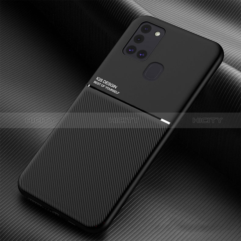 Silikon Hülle Handyhülle Ultra Dünn Schutzhülle Tasche Flexible mit Magnetisch für Samsung Galaxy A21s Schwarz