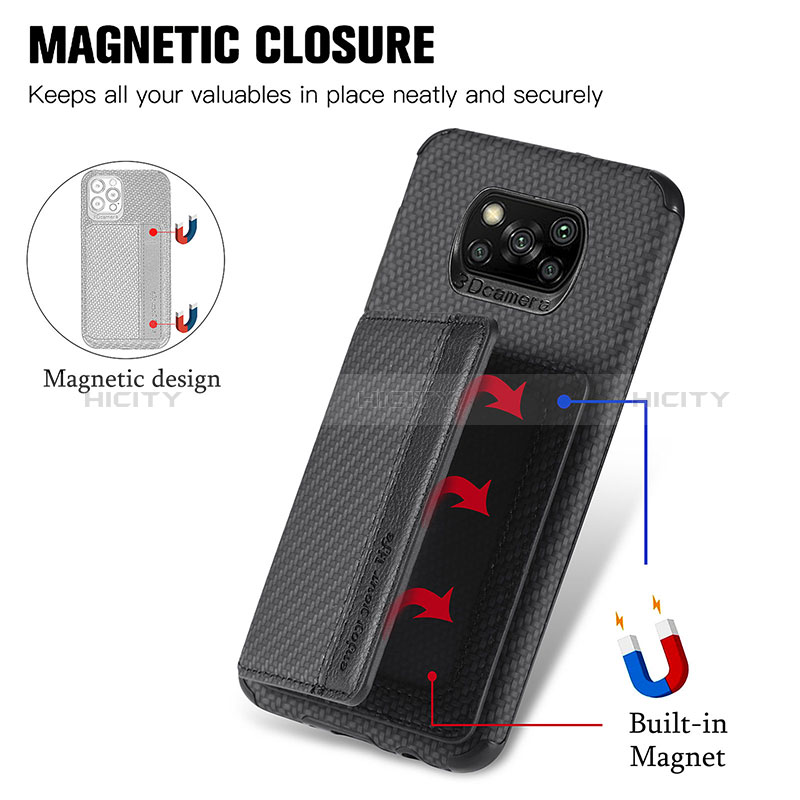 Silikon Hülle Handyhülle Ultra Dünn Schutzhülle Tasche Flexible mit Magnetisch S01D für Xiaomi Poco X3 Pro groß