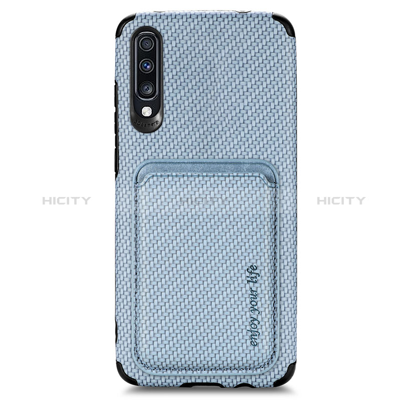 Silikon Hülle Handyhülle Ultra Dünn Schutzhülle Tasche Flexible mit Magnetisch S02D für Samsung Galaxy A70 Blau