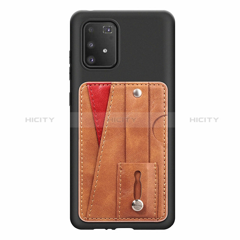Silikon Hülle Handyhülle Ultra Dünn Schutzhülle Tasche Flexible mit Magnetisch S08D für Samsung Galaxy A91 Braun