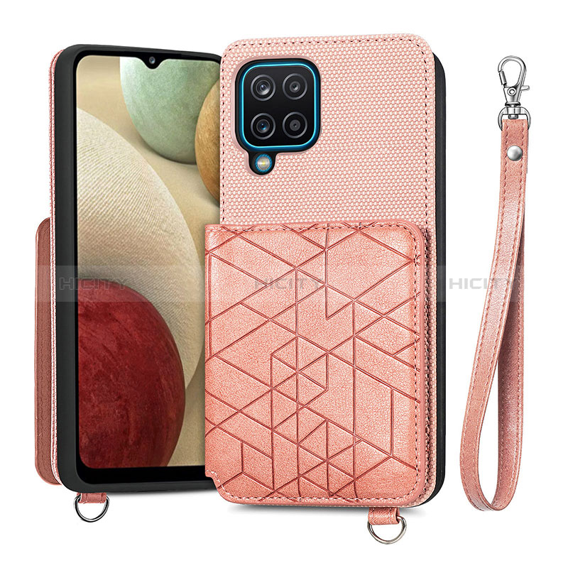 Silikon Hülle Handyhülle Ultra Dünn Schutzhülle Tasche Flexible mit Magnetisch S08D für Samsung Galaxy M12 Rosa