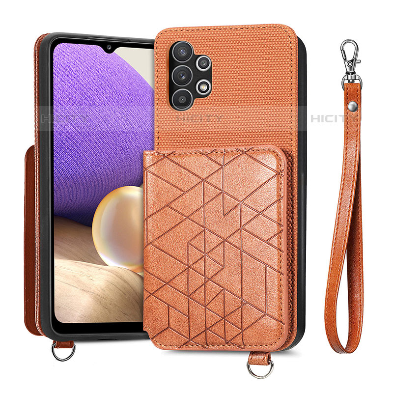 Silikon Hülle Handyhülle Ultra Dünn Schutzhülle Tasche Flexible mit Magnetisch S08D für Samsung Galaxy M32 5G Braun Plus
