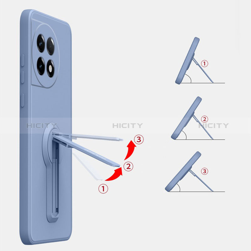 Silikon Hülle Handyhülle Ultra Dünn Schutzhülle Tasche Flexible mit Ständer für OnePlus 11 5G