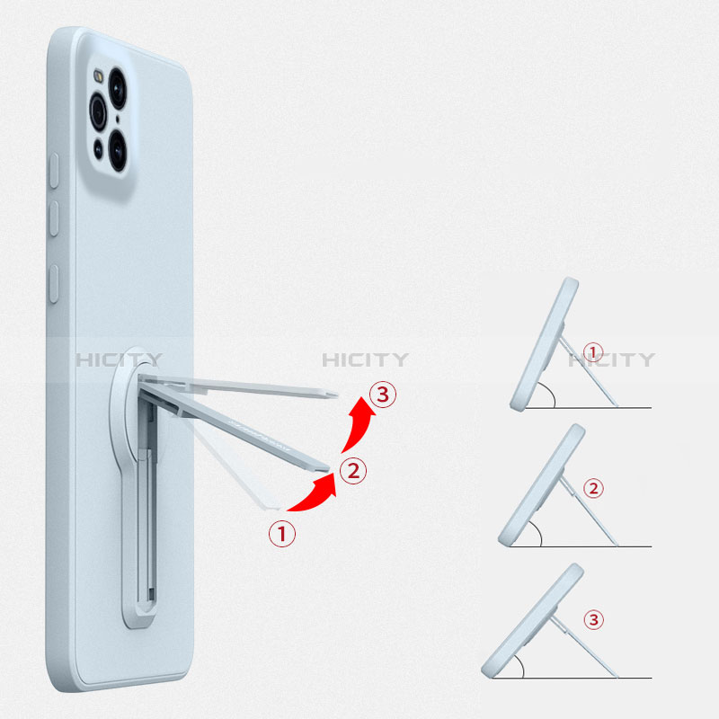 Silikon Hülle Handyhülle Ultra Dünn Schutzhülle Tasche Flexible mit Ständer für Oppo Find X3 5G