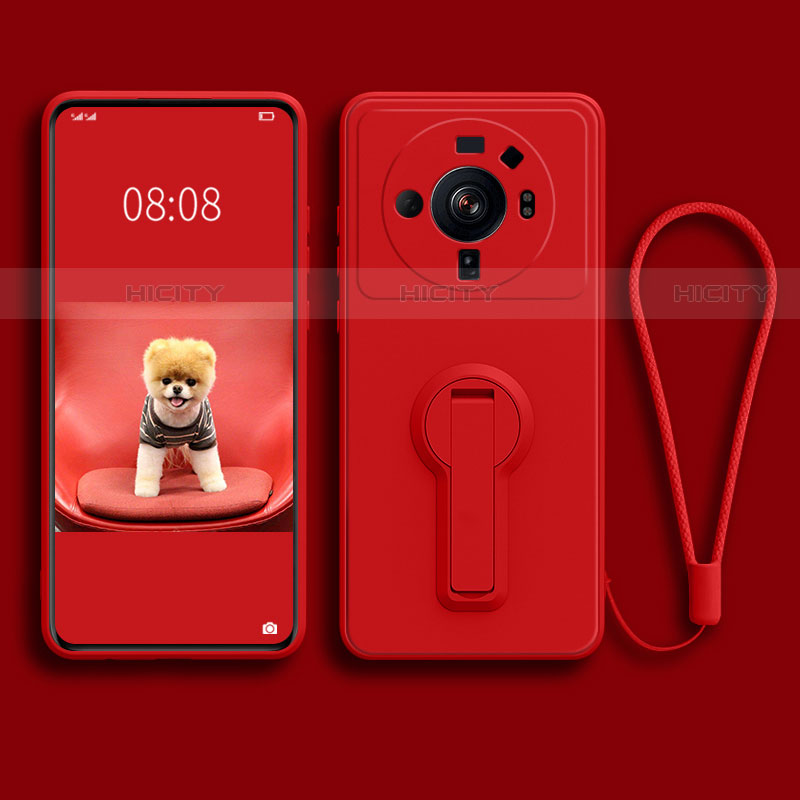 Silikon Hülle Handyhülle Ultra Dünn Schutzhülle Tasche Flexible mit Ständer für Xiaomi Mi 12 Ultra 5G Rot