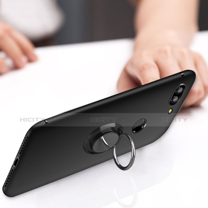 Silikon Hülle Handyhülle Ultra Dünn Schutzhülle Tasche Silikon mit Fingerring Ständer für Huawei P Smart groß