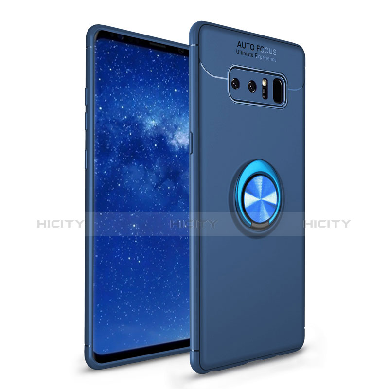 Silikon Hülle Handyhülle Ultra Dünn Schutzhülle Tasche Silikon mit Fingerring Ständer für Samsung Galaxy Note 8 Blau Plus