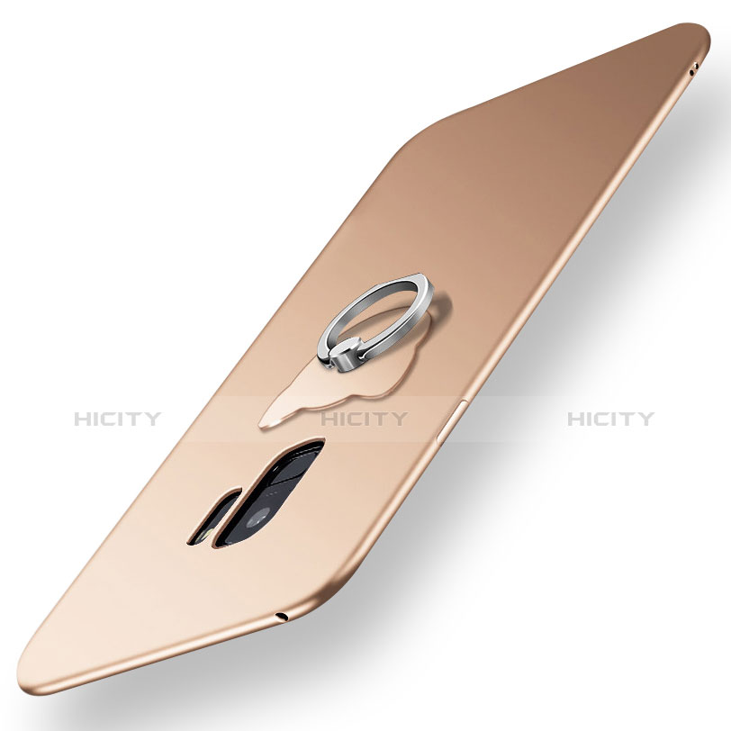 Silikon Hülle Handyhülle Ultra Dünn Schutzhülle Tasche Silikon mit Fingerring Ständer für Samsung Galaxy S9 Gold