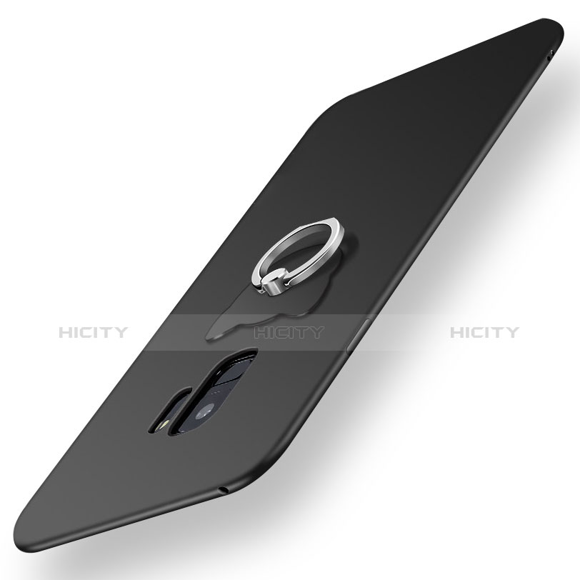 Silikon Hülle Handyhülle Ultra Dünn Schutzhülle Tasche Silikon mit Fingerring Ständer für Samsung Galaxy S9 Schwarz Plus