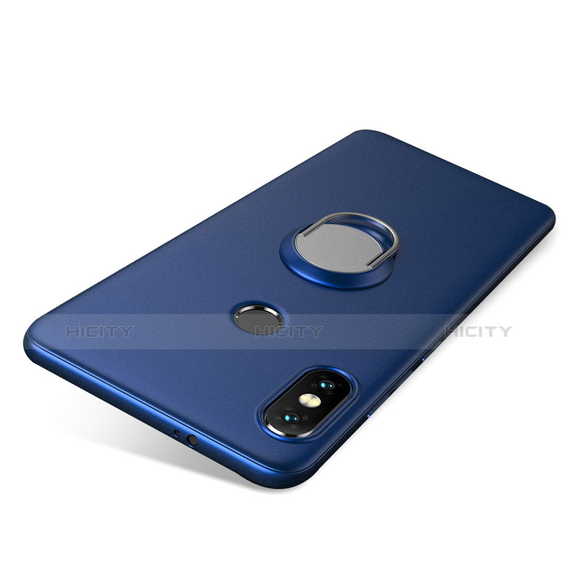 Silikon Hülle Handyhülle Ultra Dünn Schutzhülle Tasche Silikon mit Fingerring Ständer für Xiaomi Redmi Note 5 Blau Plus