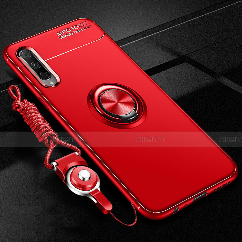 Silikon Hülle Handyhülle Ultra Dünn Schutzhülle Tasche Silikon mit Magnetisch Fingerring Ständer A01 für Huawei Honor 9X Pro Rot