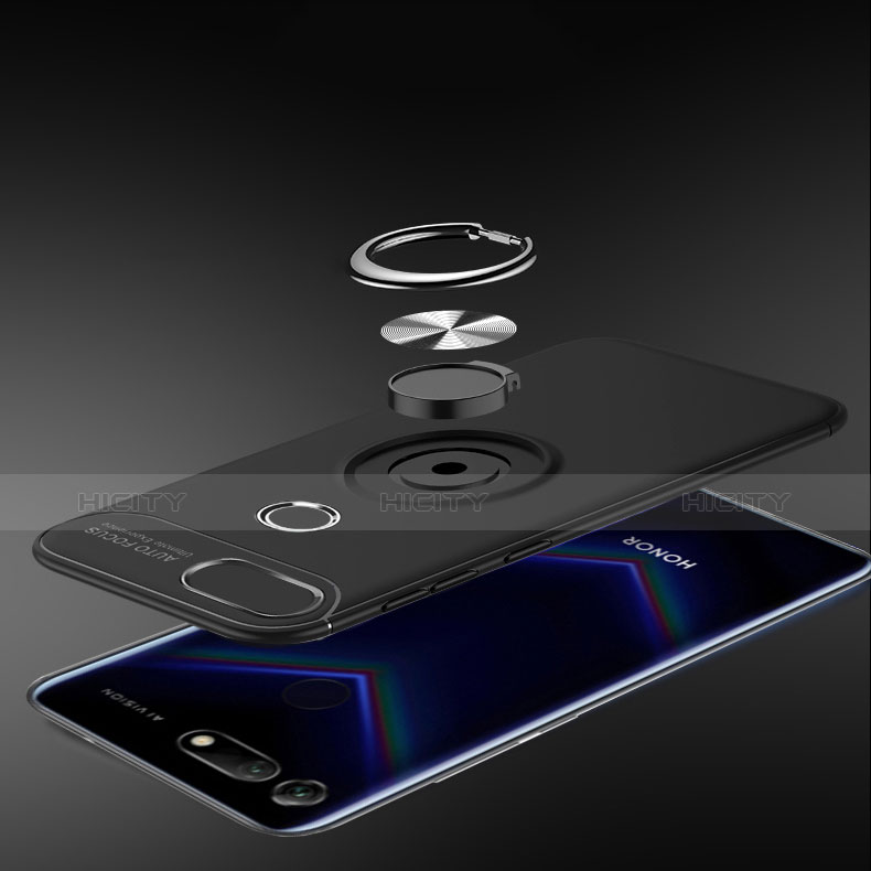 Silikon Hülle Handyhülle Ultra Dünn Schutzhülle Tasche Silikon mit Magnetisch Fingerring Ständer A01 für Huawei Honor View 20