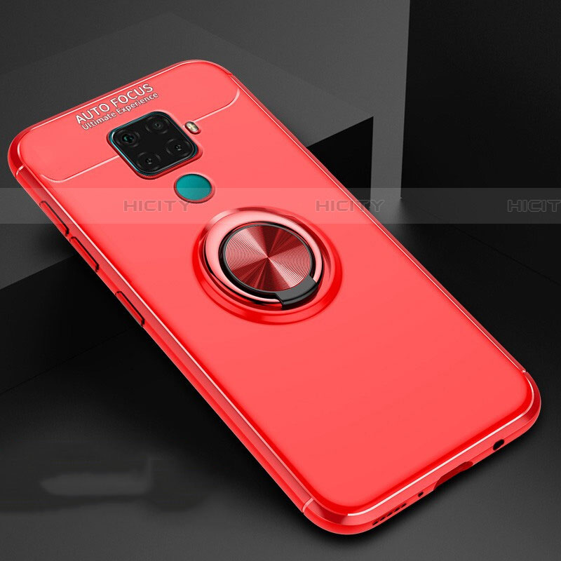 Silikon Hülle Handyhülle Ultra Dünn Schutzhülle Tasche Silikon mit Magnetisch Fingerring Ständer A01 für Huawei Mate 30 Lite Rot