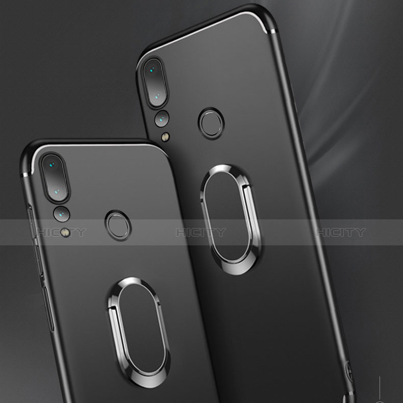Silikon Hülle Handyhülle Ultra Dünn Schutzhülle Tasche Silikon mit Magnetisch Fingerring Ständer A01 für Huawei Nova 4 groß