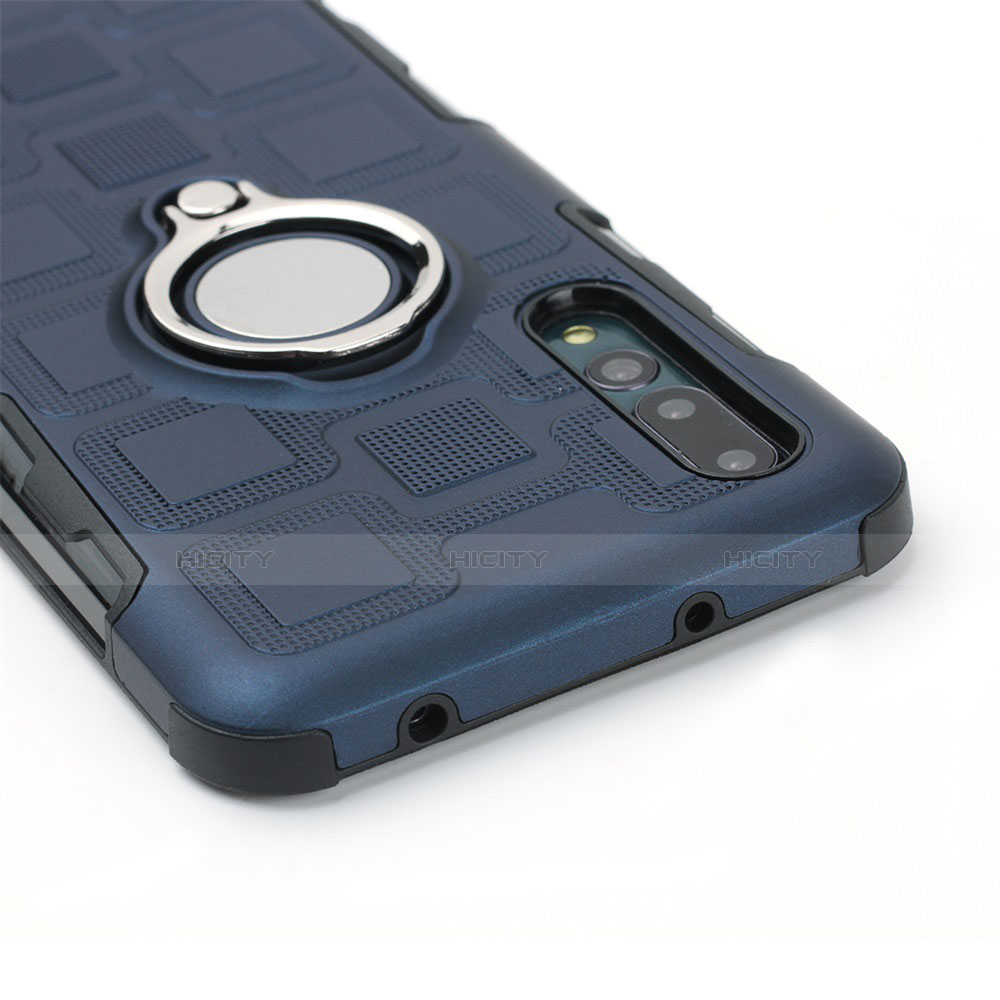 Silikon Hülle Handyhülle Ultra Dünn Schutzhülle Tasche Silikon mit Magnetisch Fingerring Ständer A01 für Huawei P20 Pro