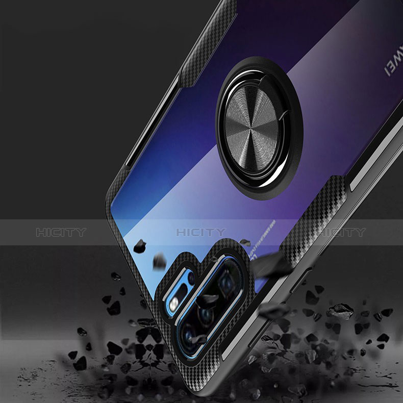 Silikon Hülle Handyhülle Ultra Dünn Schutzhülle Tasche Silikon mit Magnetisch Fingerring Ständer A01 für Huawei P30 Pro