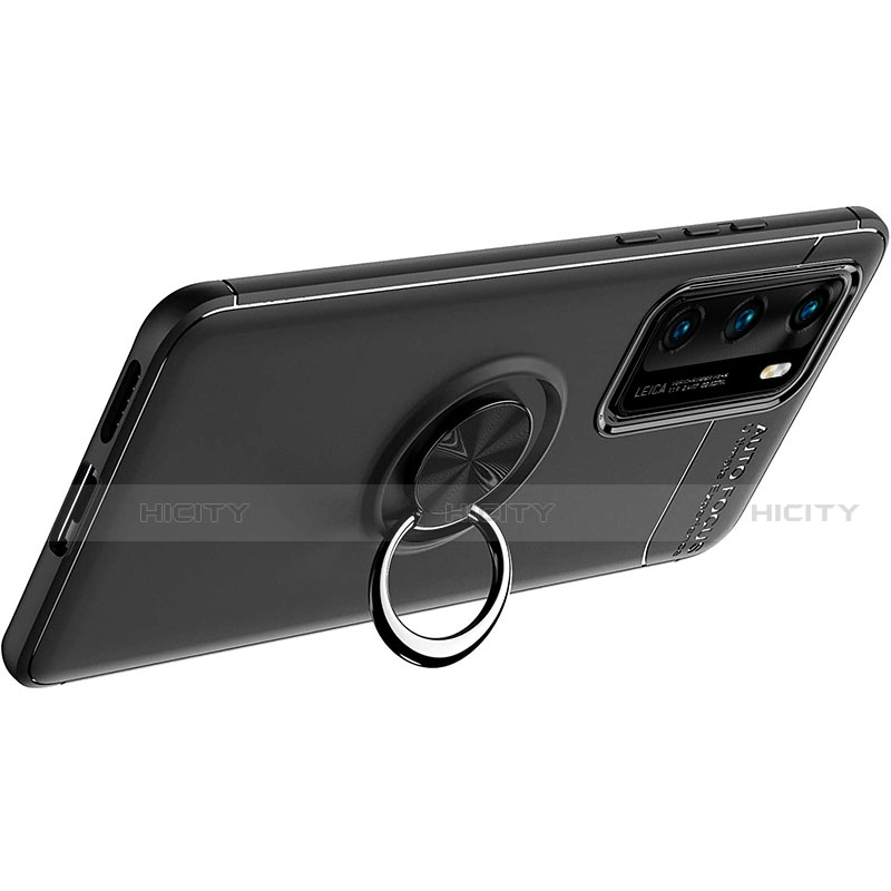 Silikon Hülle Handyhülle Ultra Dünn Schutzhülle Tasche Silikon mit Magnetisch Fingerring Ständer A01 für Huawei P40